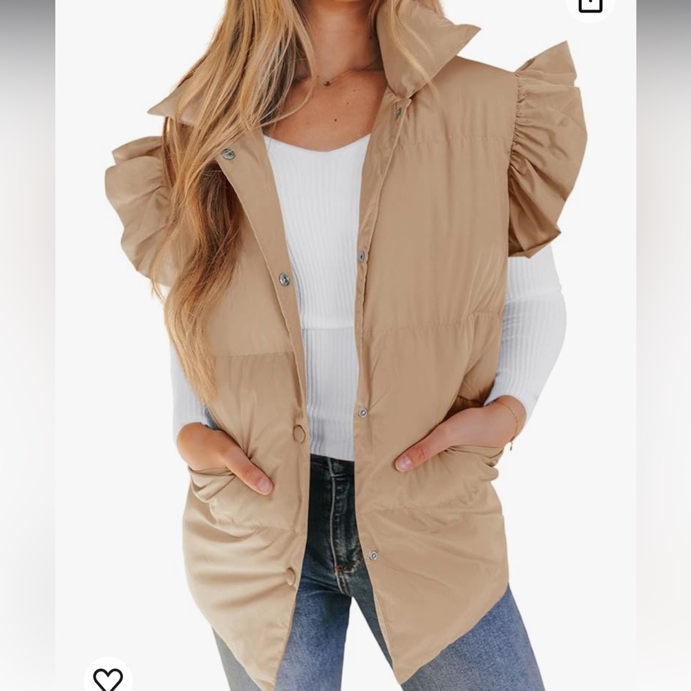 Ruffle Sleeve Puffer Vest
